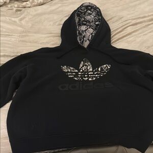 Adidas Black Hoodie with Patterned Logo